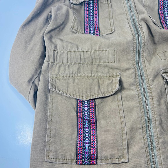 Rubbish Womens Small Olive Green Mock Neck Aztec Pockets Utility Jacket - Picture 5 of 7